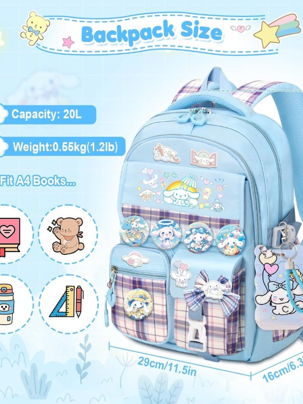 Disney Lilo & Stitch School Backpack for Girls Kids Teens+Lunch bag